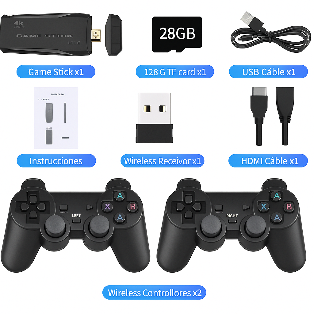 Consola de Juegos... Doble Mando 10000 Juegos Retro 2 Controles Inalámbricos 64gb Pago contra entrega y envió gratis en Panamá