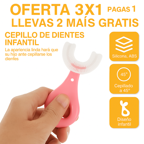 🦷 Cepillo Ergonómico especial Infantil (Oferta 3x1) Pagas uno llevas 3 por $19 (Ultima versión recomendada por odontólogos) ✨ Pago contraentrega en Panamá y envió gratis