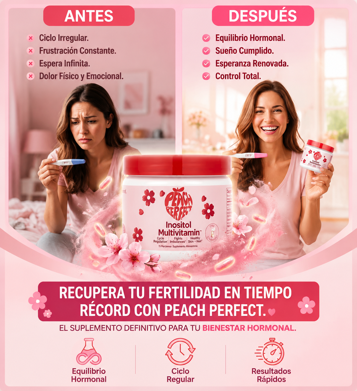 (55% DESCUENTO) Peach Perfect™ | Equilibra tus Hormonas y Recupera tu Bienestar Femenino Natural