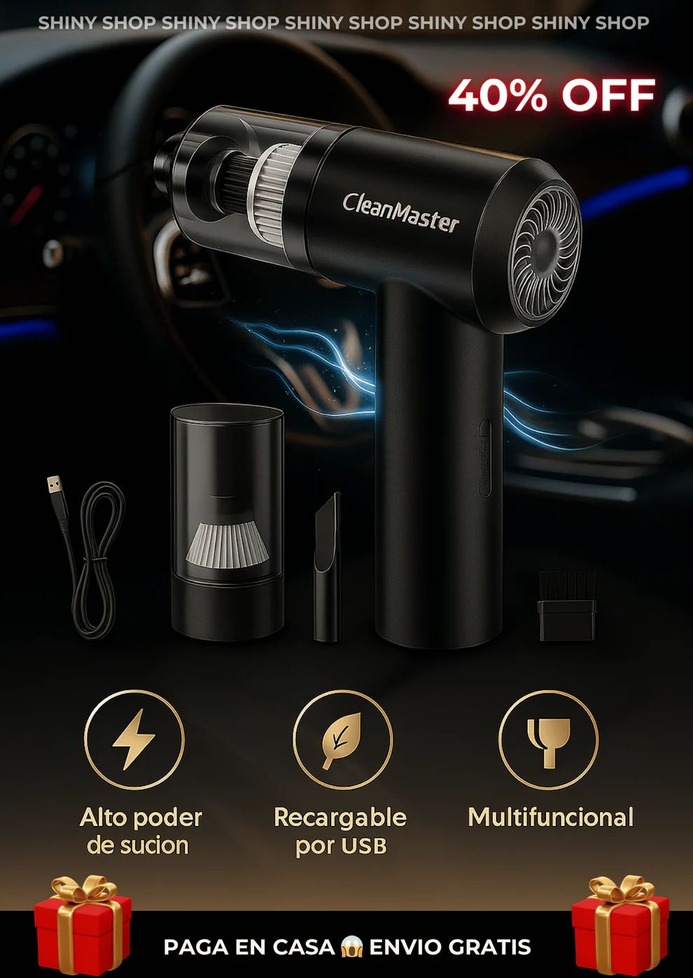 Aspiradora CleanMaster®I 🔴Limpieza Instantánea + Regalo Sorpresa y Contraentrega