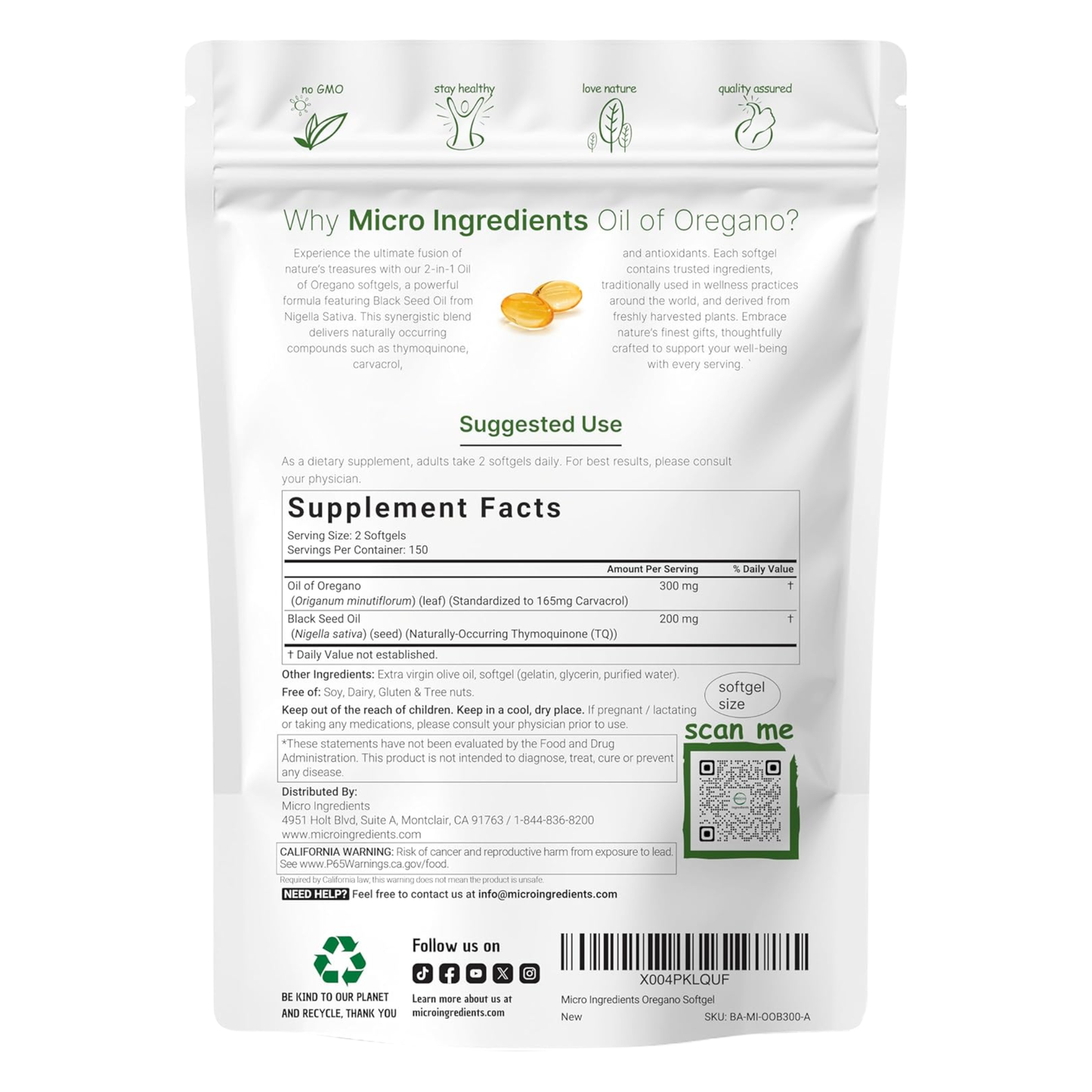 (2x1) Microingredients™ Oil of oregano 100% Original | Defensas Fuertes + Bienestar Premium