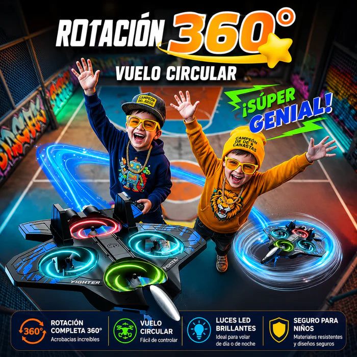 (55% DESCUENTO) SkyRacer™ Avión Acrobático RC de 4 Motores con Giros 360°