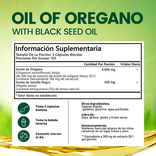 (2x1 Paga 1 y llevas 2) Oil of oregano™ original – Digestión Ligera + Abdomen Plano + Energía Total - 300 Cápsulas