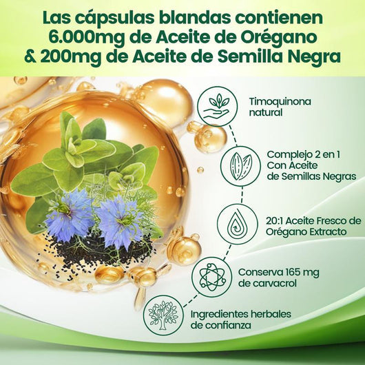 (2x1 Paga 1 y llevas 2) Oil of oregano™ original – Digestión Ligera + Abdomen Plano + Energía Total - 300 Cápsulas