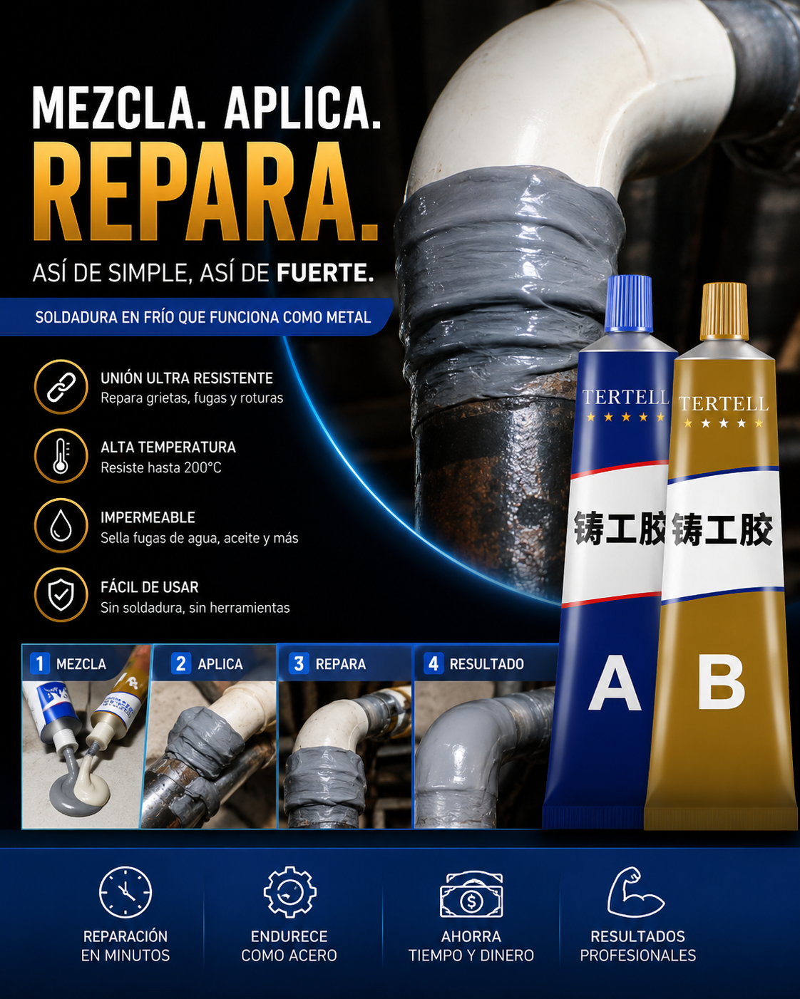 (55% DESCUENTO) Soldadura Líquida PRO – Repara Metal en Minutos