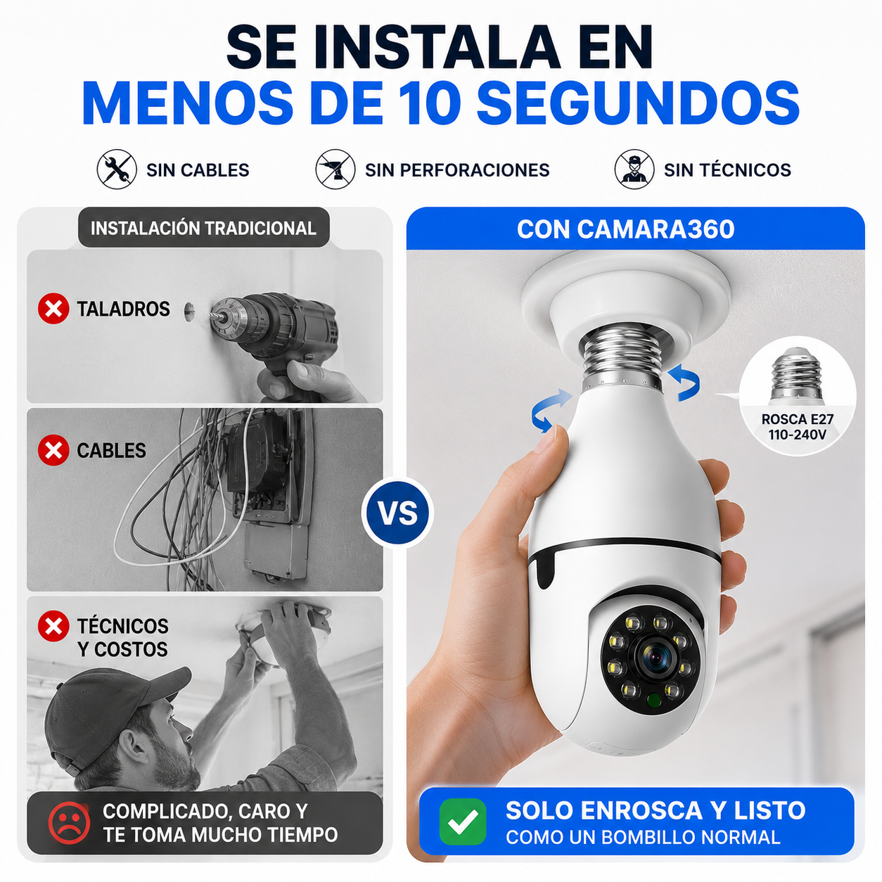 (55% DESCUENTO) Guardian360™ Cámara Bombillo WiFi con Vigilancia 360°