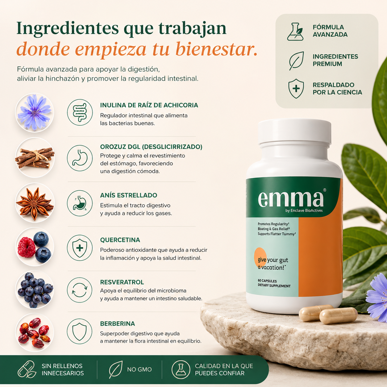 (2x1) Emma™ - Menos Hinchazón + Digestión Ligera + Regularidad Intestinal