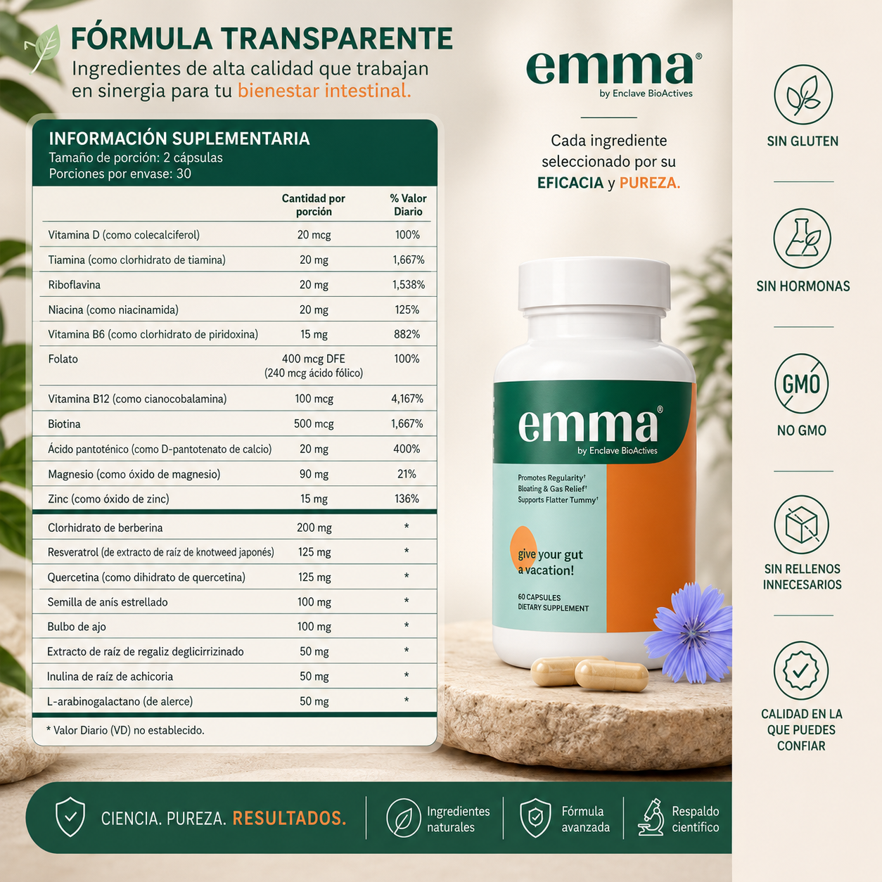 (2x1) Emma™ - Menos Hinchazón + Digestión Ligera + Regularidad Intestinal