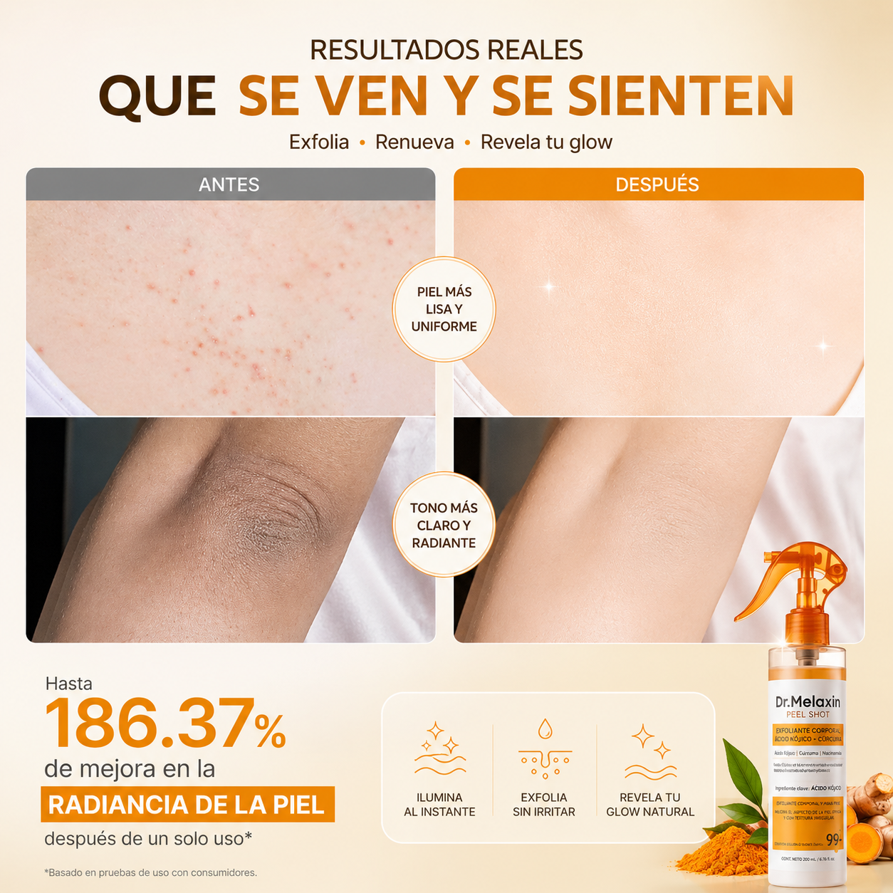 Frasco Dr.Melaxin™ 100% Original - Axilas y Rodillas Más Claras + Piel de Seda + Glow Corporal