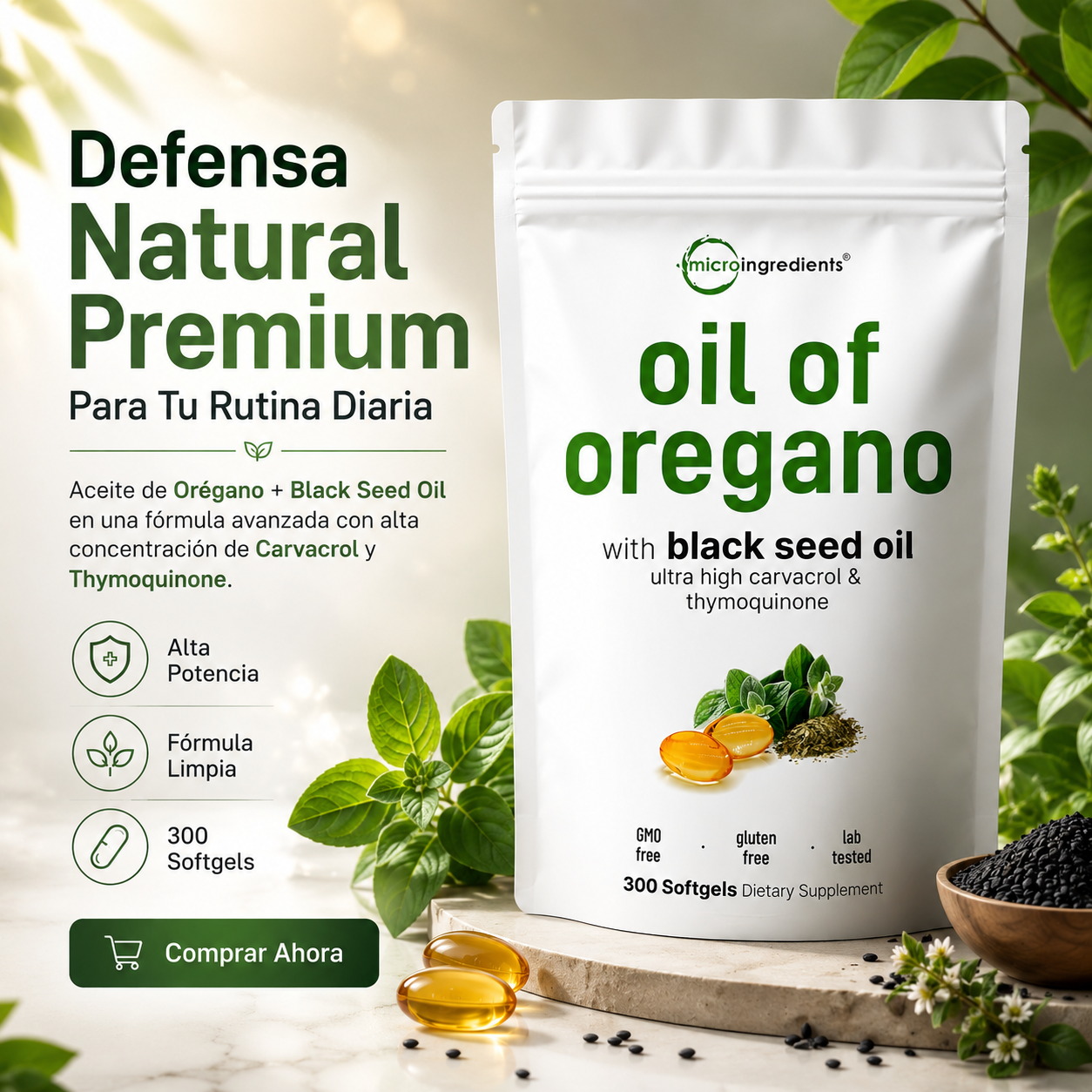 (2x1) Microingredients™ Oil of oregano 100% Original | Defensas Fuertes + Bienestar Premium
