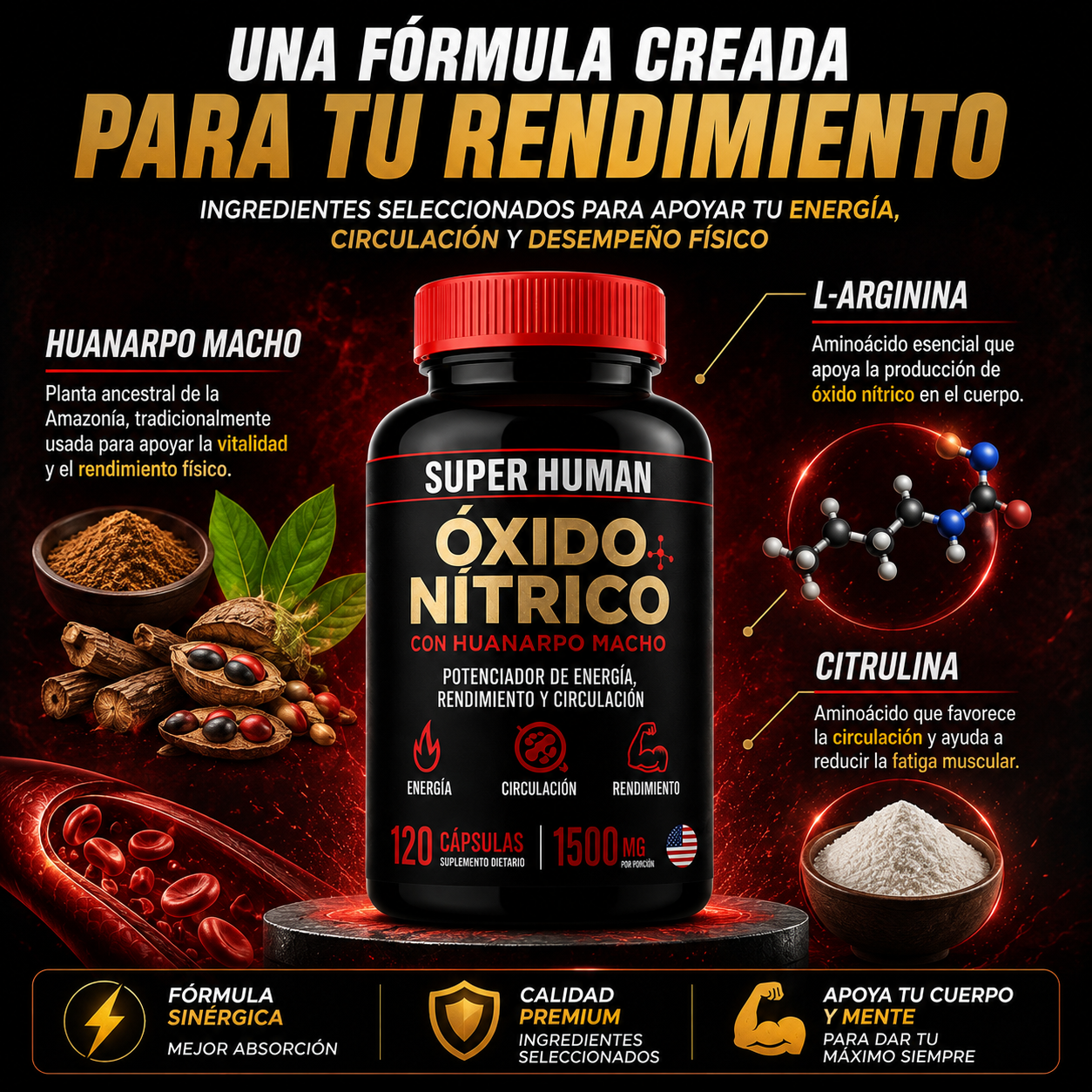 (55% DESCUENTO) Óxido Nítrico Super Human™ | Potencia tu Energía, Circulación y Rendimiento