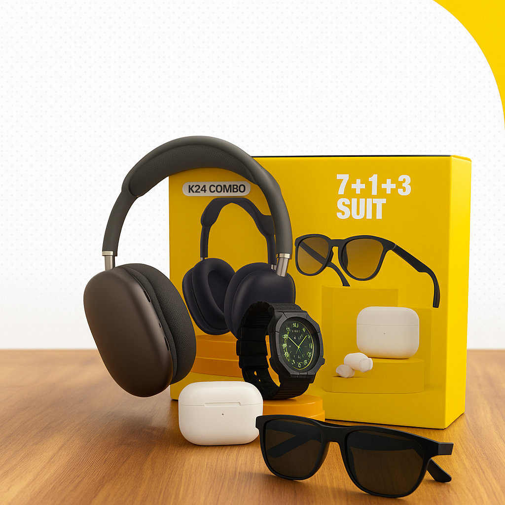 Combo K-24 audífonos, gafas y reloj inteligentes originales.. Pago contra entrega y envió gratis en Panamá....
