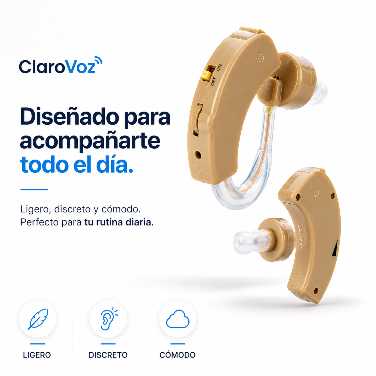 (55% Descuento) ClaroVoz™ | Amplificador Auditivo Recargable con Reducción de Ruido y Sonido Claro