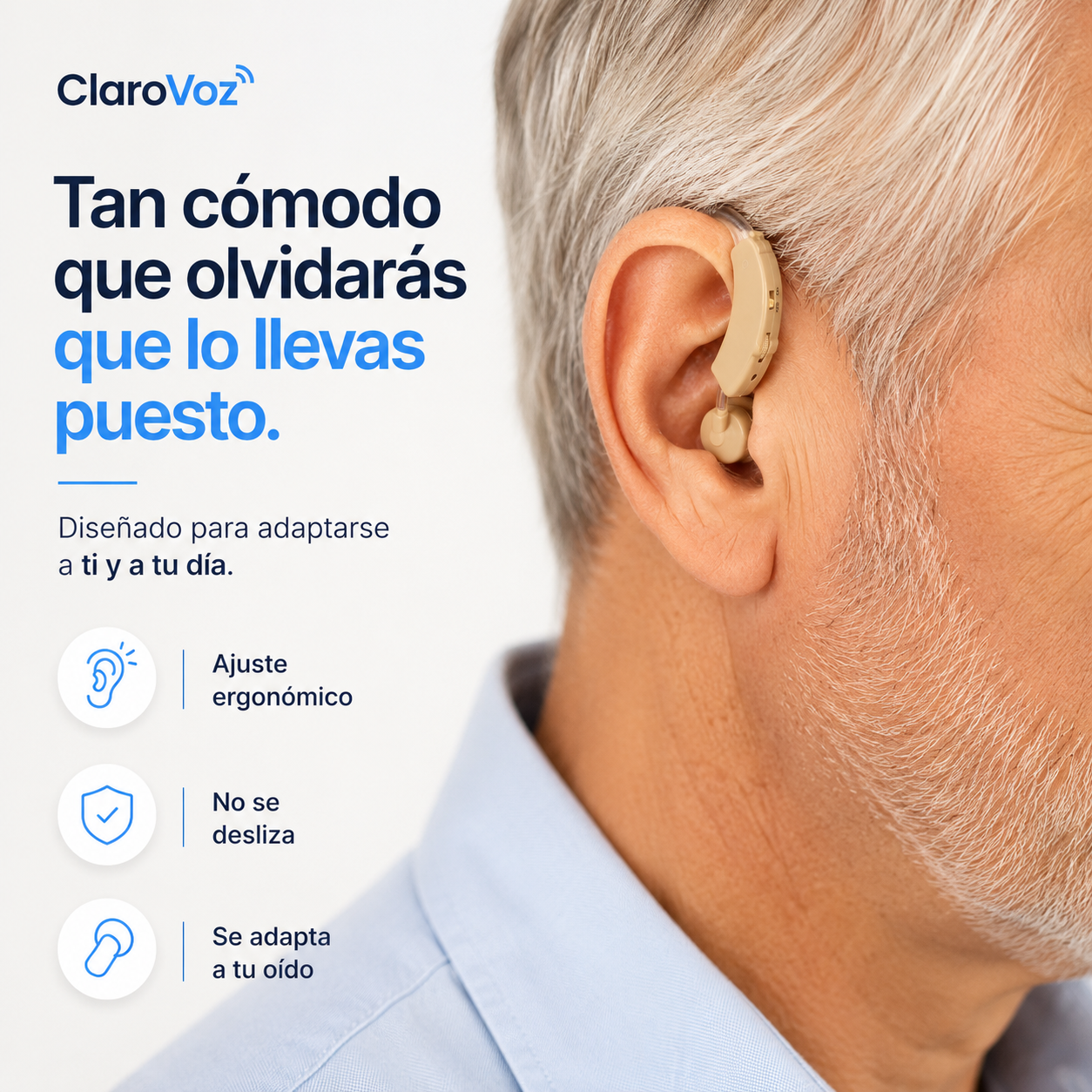 (55% Descuento) ClaroVoz™ | Amplificador Auditivo Recargable con Reducción de Ruido y Sonido Claro