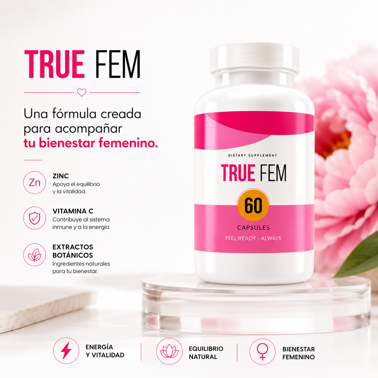 (55% Descuento) TrueFem™ | Bienestar Femenino, Energía y Equilibrio Diario