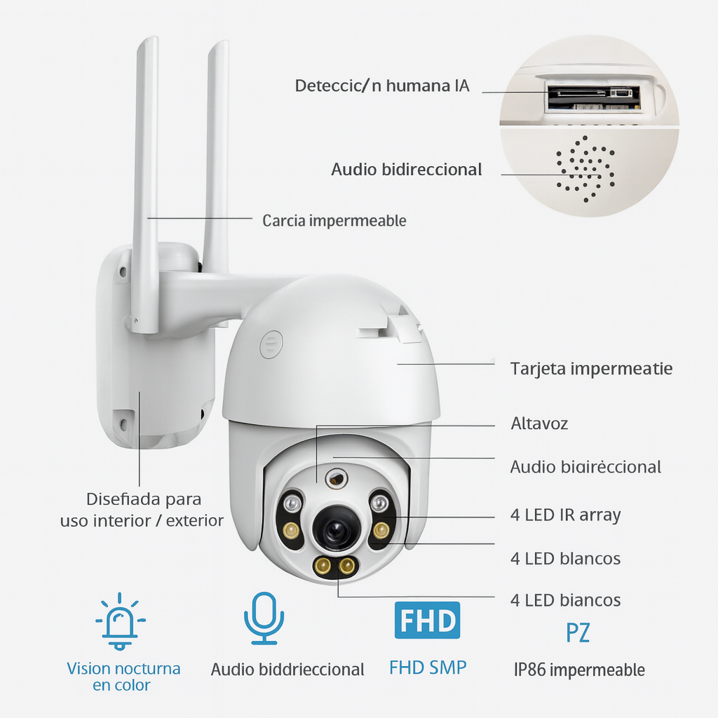 CAMARA DE SEGURIDAD | Detecta movimiento, luz nocturna, alarma y 20 funciones mas.... Pago contra entrega y envió gratis en Panamá...
