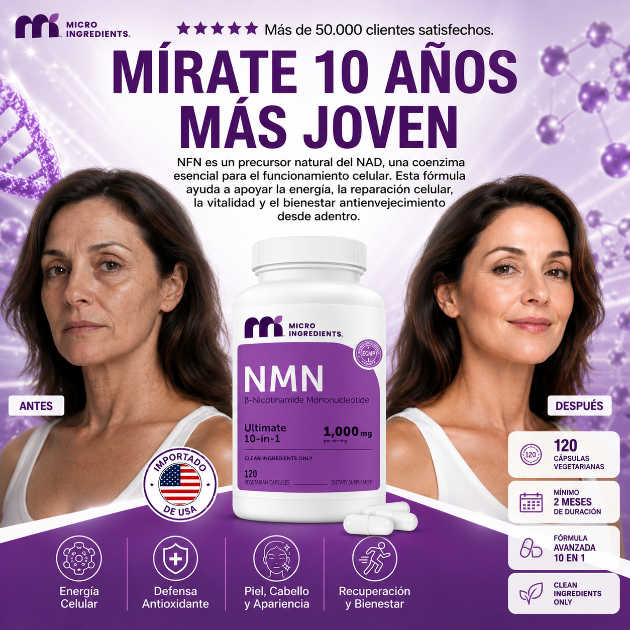 (55% DESCUENTO) NMN Rejuvenecimiento Celular 1000mg