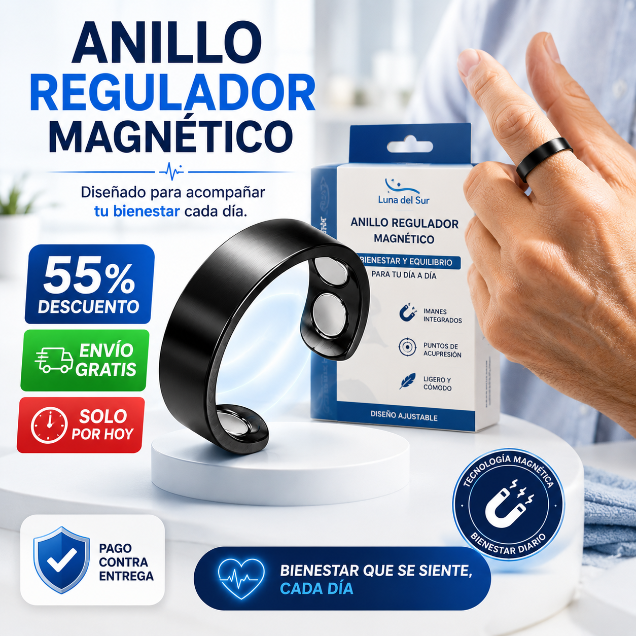 (55% DESCUENTO) ¡Anillo Regulador Magnético! - Bienestar y Equilibrio Todos los Días
