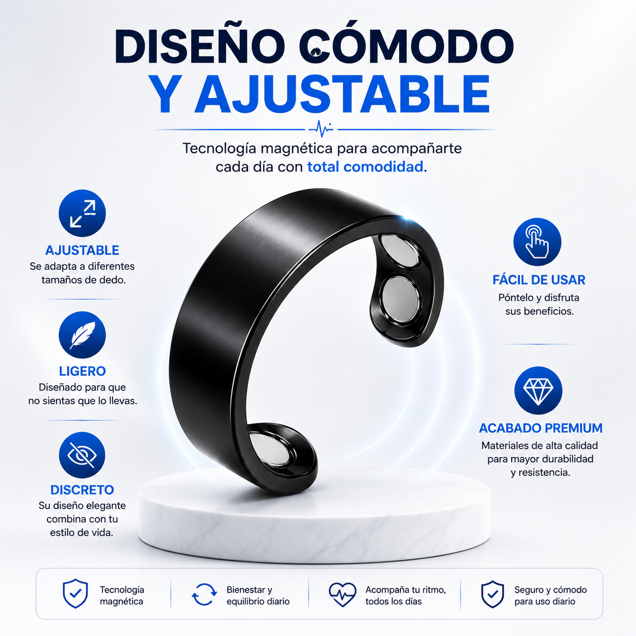 (55% DESCUENTO) ¡Anillo Regulador Magnético! - Bienestar y Equilibrio Todos los Días