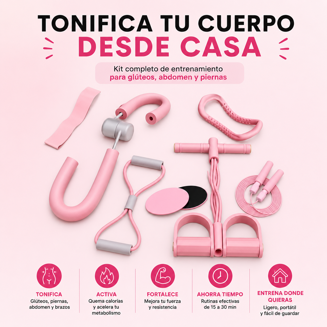 (67% DESCUENTO) Kit Fitness™ Glúteos Firmes + Abdomen + Piernas
