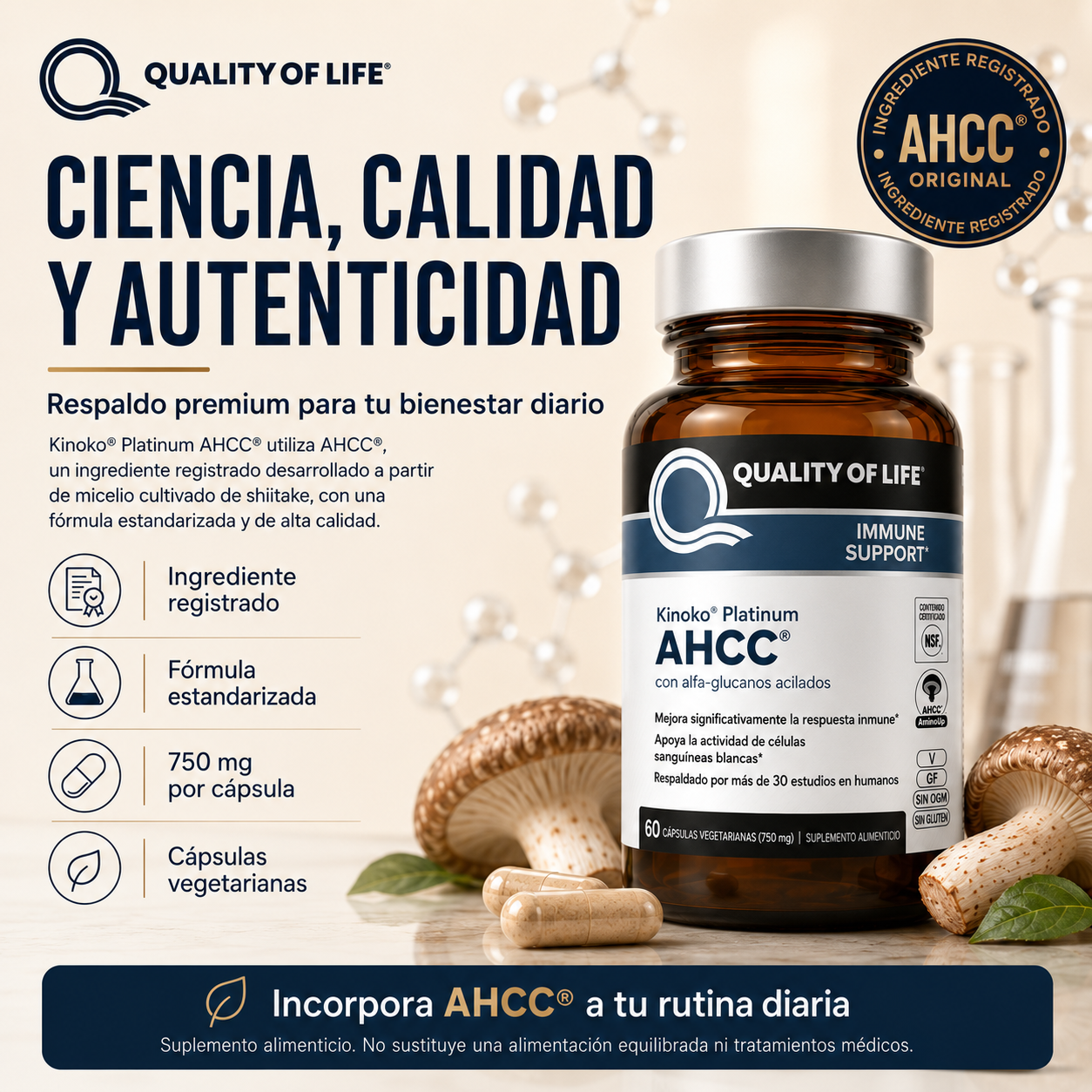 (55% DESCUENTO) Kinoko Platinum AHCC® | Apoya tus Defensas y Fortalece tu Sistema Inmunitario Natural