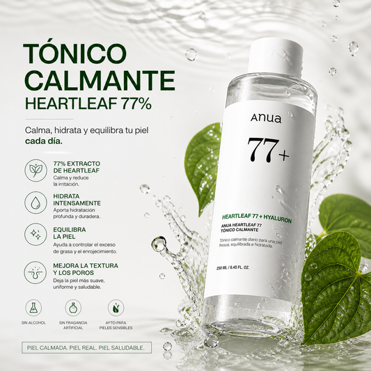 (2x1 pide 1 y te llegan 2) Tónico Calmante Avanzado Anua 77% + Hidratación Profunda + Reparación de la Piel