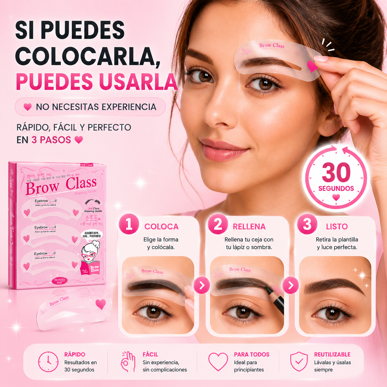 (67% Descuento) Brow Class Plantilla de Cejas | Cejas Simétricas y Perfectas en Segundos