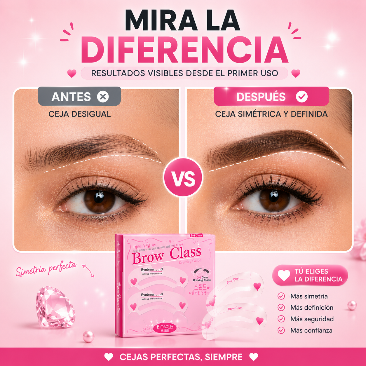 (67% Descuento) Brow Class Plantilla de Cejas | Cejas Simétricas y Perfectas en Segundos