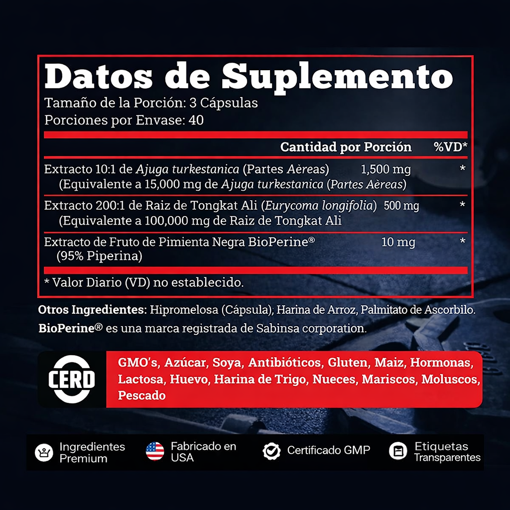 (OFERTA 2X1) Turkesterona  Old 100% original- Fuerza, Energía, Masa Muscular y Recuperación