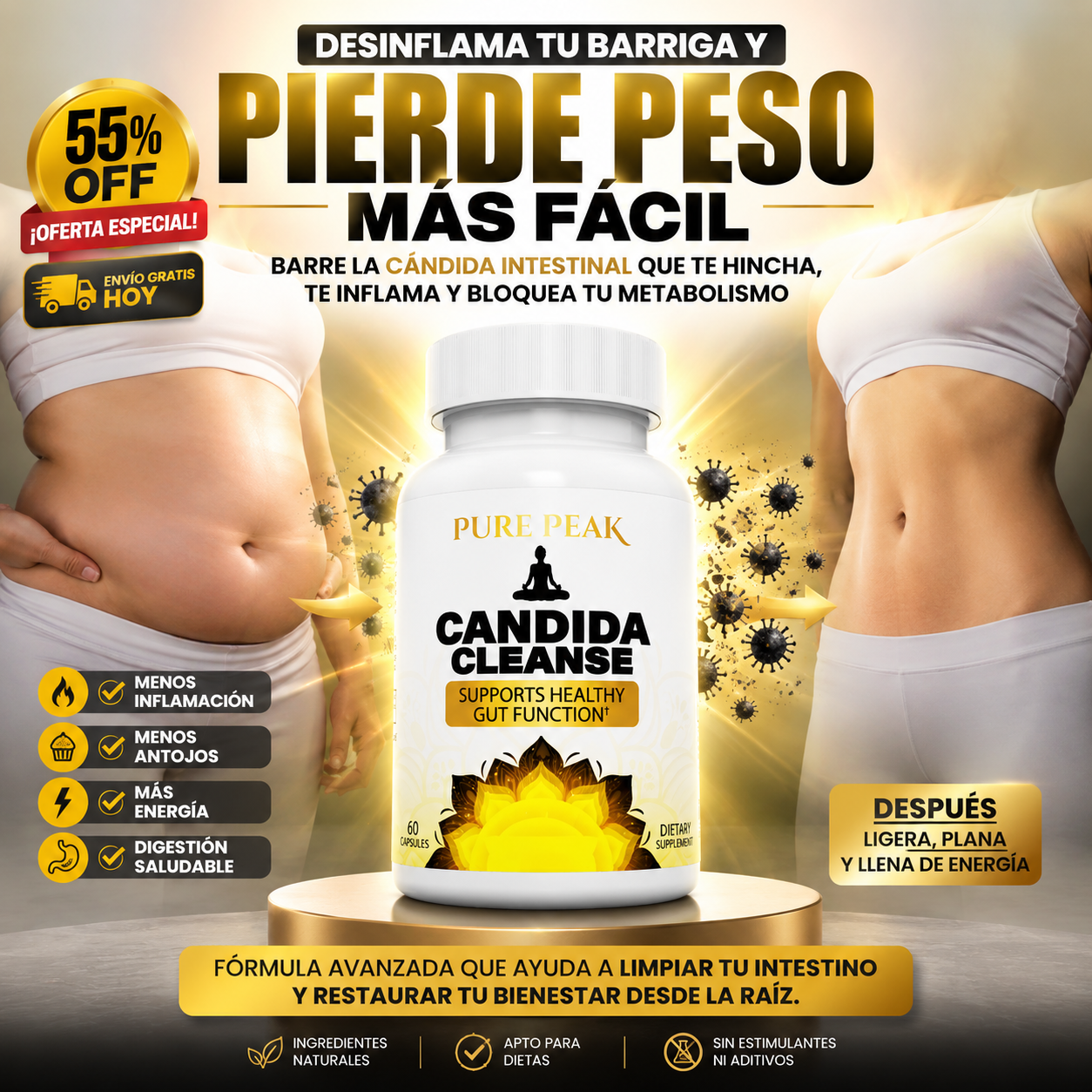 (55% Descuento) Candida Cleanse – Limpieza Interna y Control de Peso