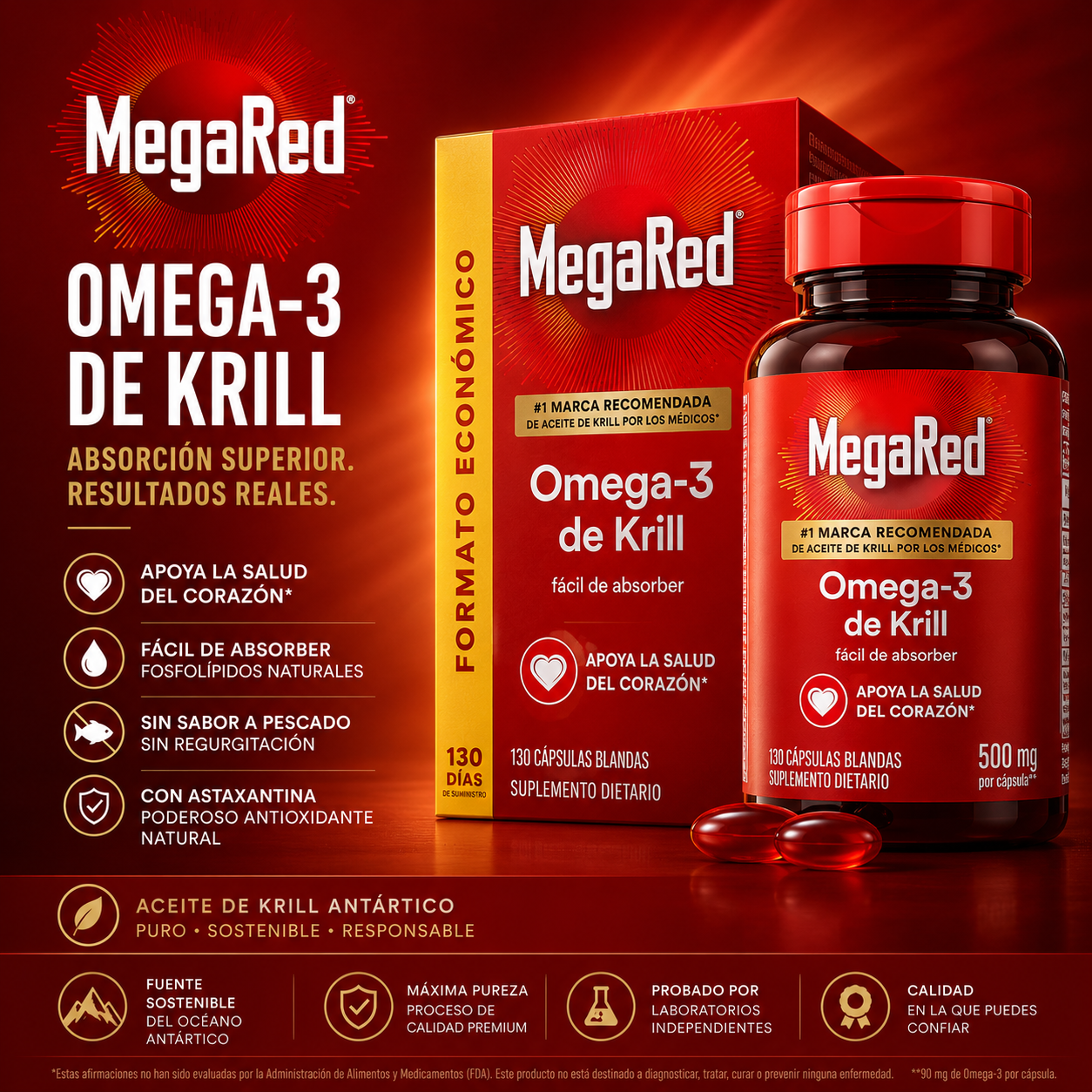 (2x1) MegaRed™ 100% Original – Corazón Más Fuerte + Omega-3 Premium + Sin Sabor a Pescado