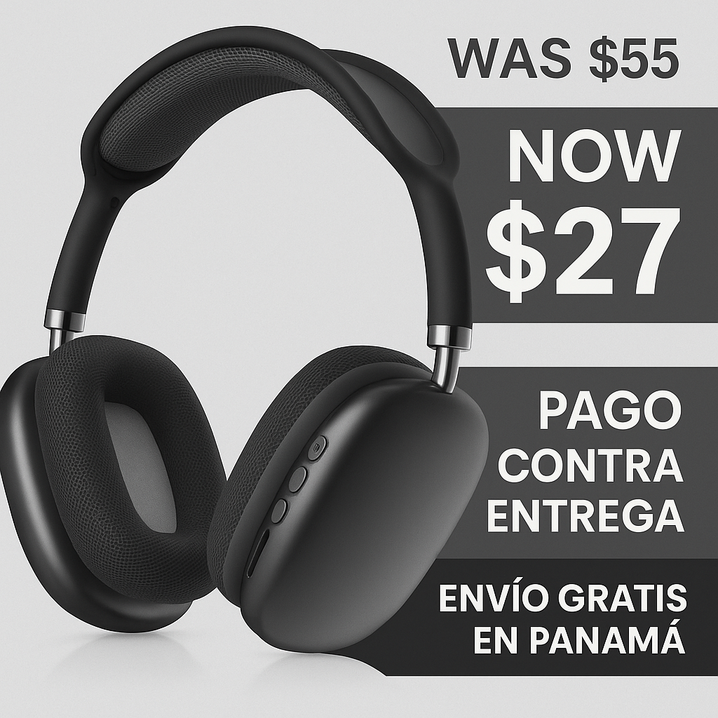 🎧 Auriculares Inalámbricos Bluetooth P9 Color Negro | Pago contra entrega y envió gratis en Panamá!!