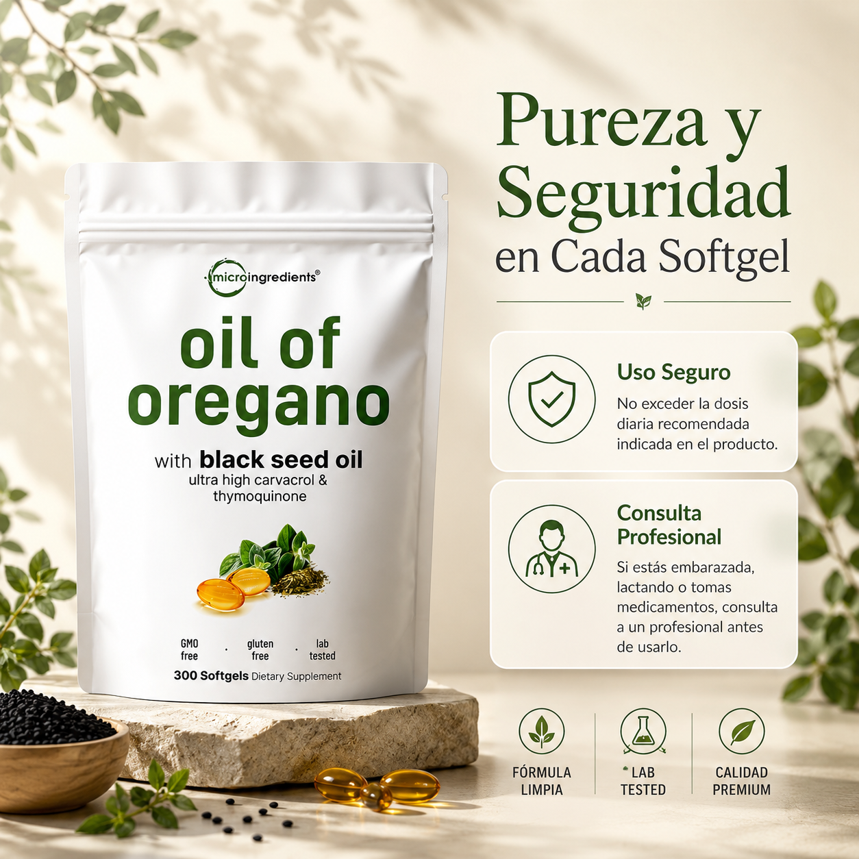 (2x1) Microingredients™ Oil of oregano 100% Original | Defensas Fuertes + Bienestar Premium