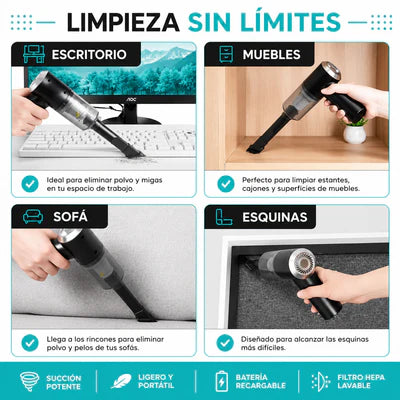 (55% DESCUENTO) Aspiradora Portátil Inalámbrica Limpieza Profunda 120W Multiusos