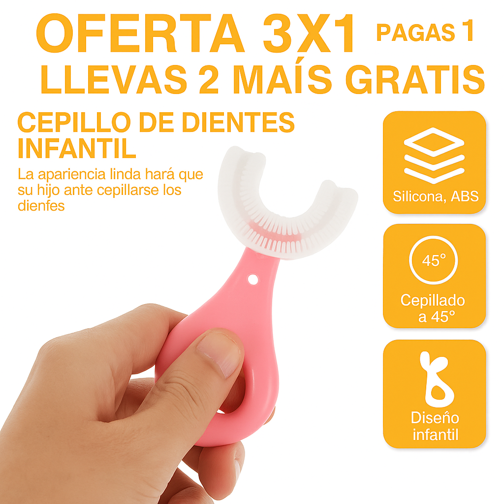 🦷 Cepillo Ergonómico especial Infantil (Oferta 3x1) Pagas uno llevas 3 por $19 (Ultima versión recomendada por odontólogos) ✨ Pago contraentrega en Panamá y envió gratis