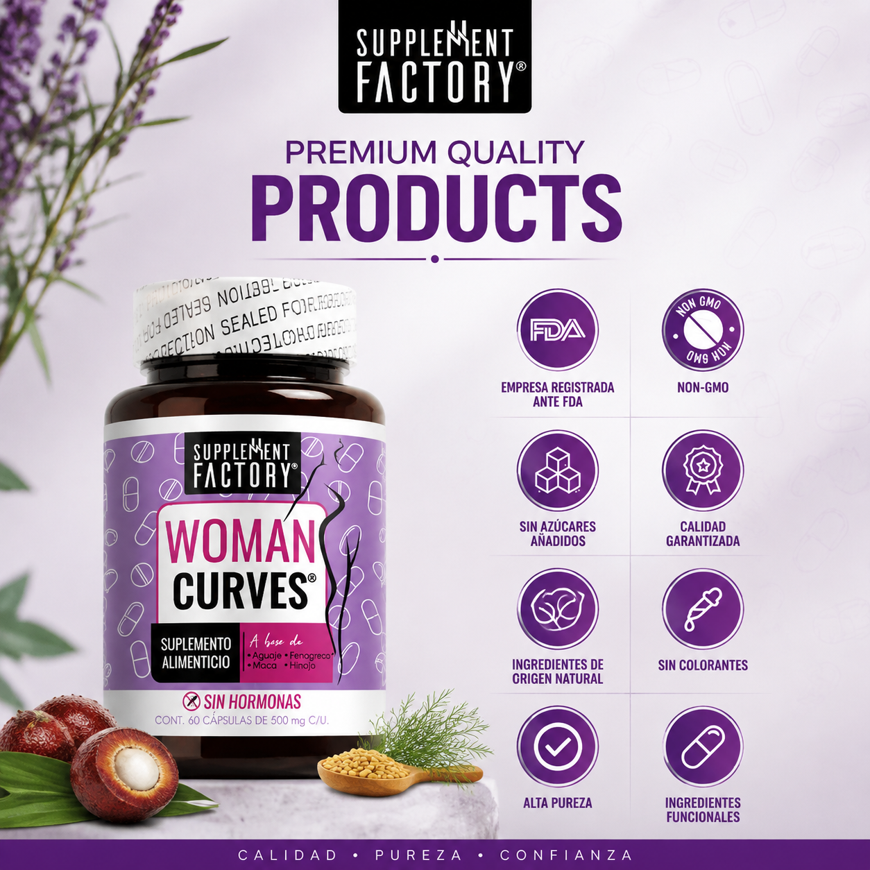 (55% DESCUENTO) Woman Curves™ | Complejo Botánico Femenino con Aguaje, Maca, Fenogreco e Hinojo para Bienestar y Confianza