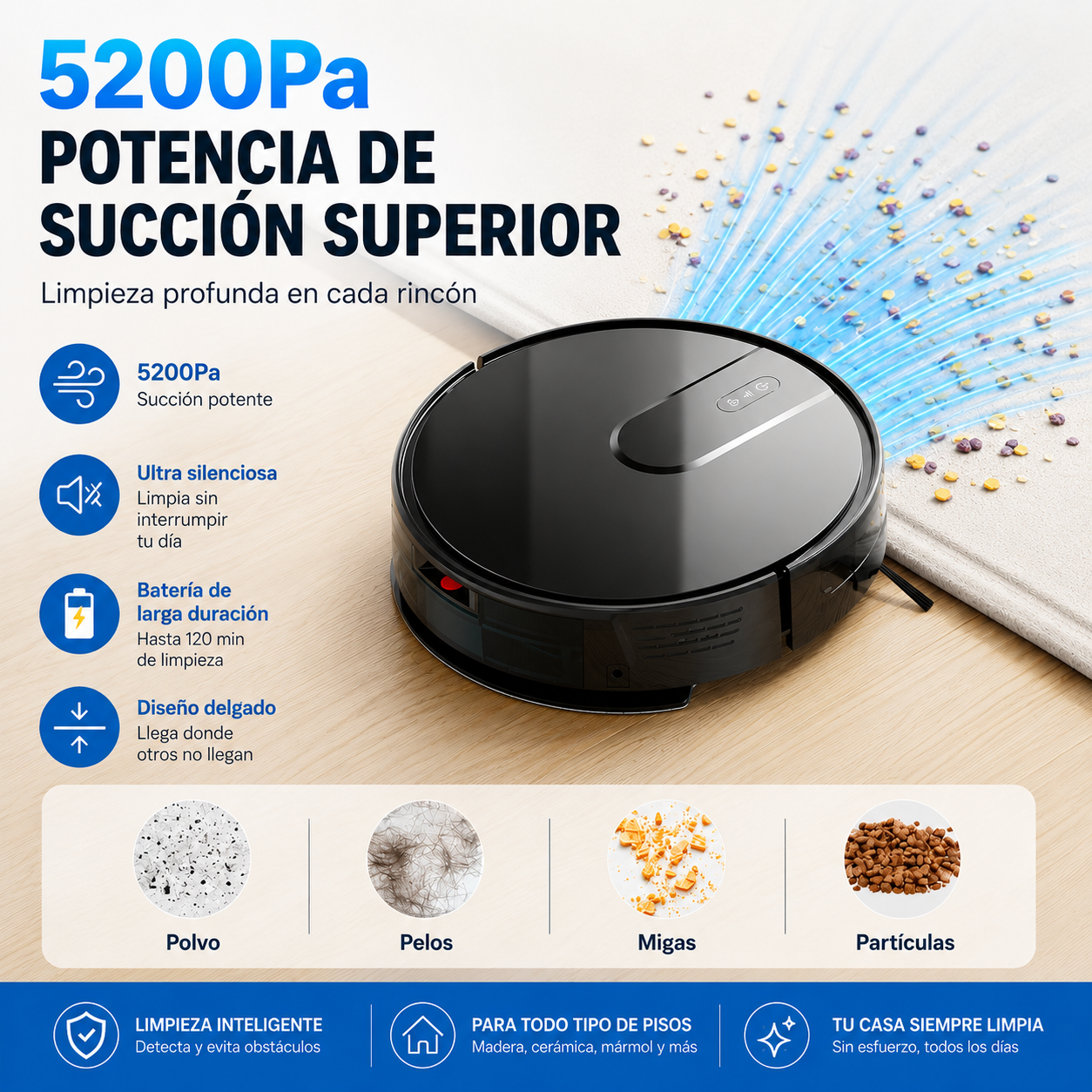 (55% DESCUENTO) SmartClean™ Aspiradora Inteligente y Barredora Automática con IA