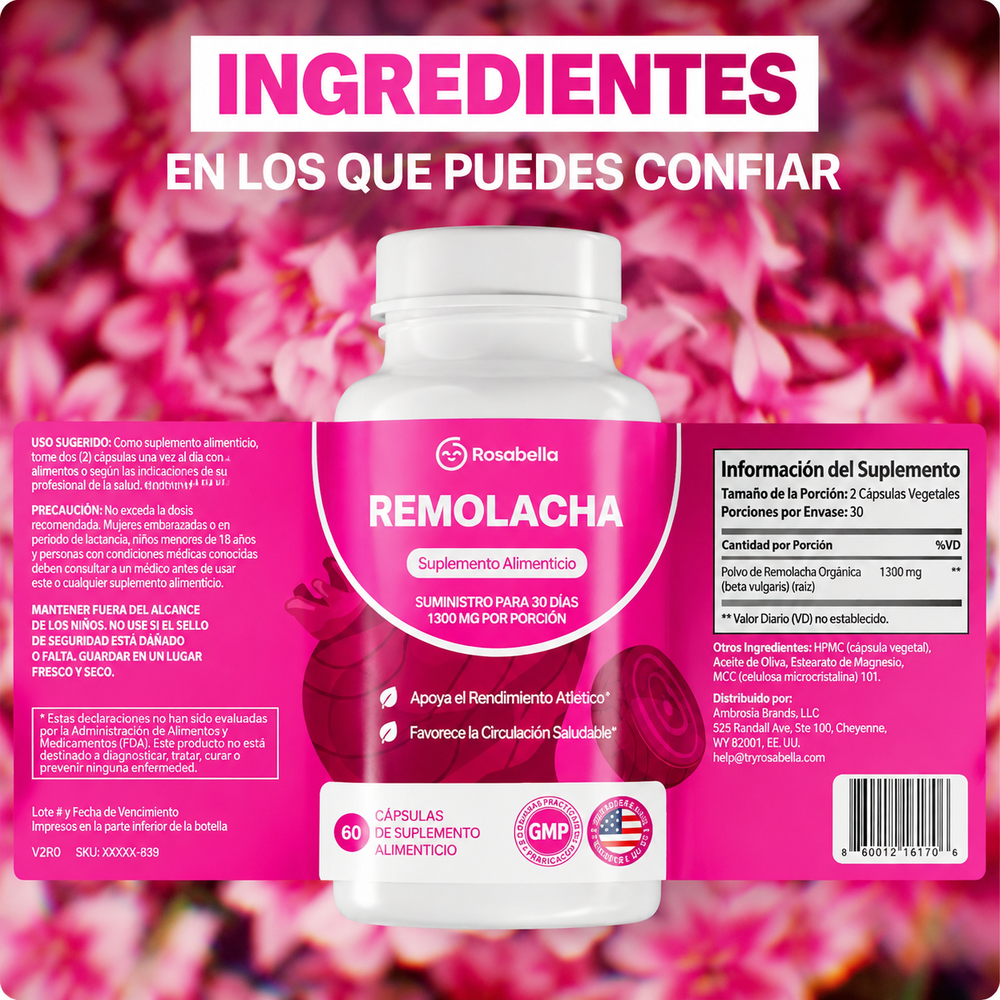 (55% DESCUENTO) Rosabella Beet Root™ | Apoya la Circulación y Potencia tu Energía Natural