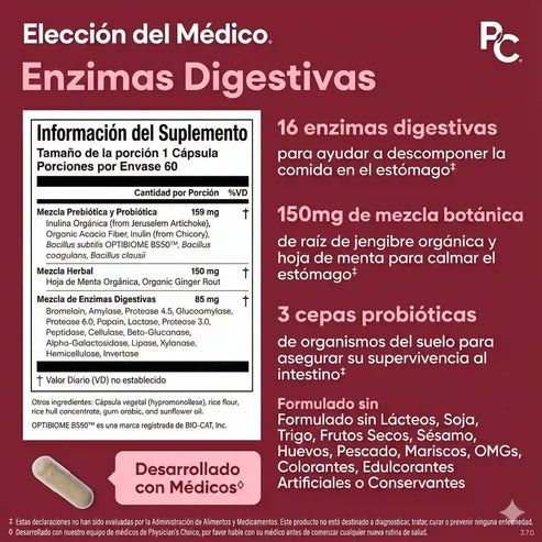 55% DESCUENTO) Digestive Enzymes™ | Complejo de 16 Enzimas Digestivas + Prebióticos y Probióticos