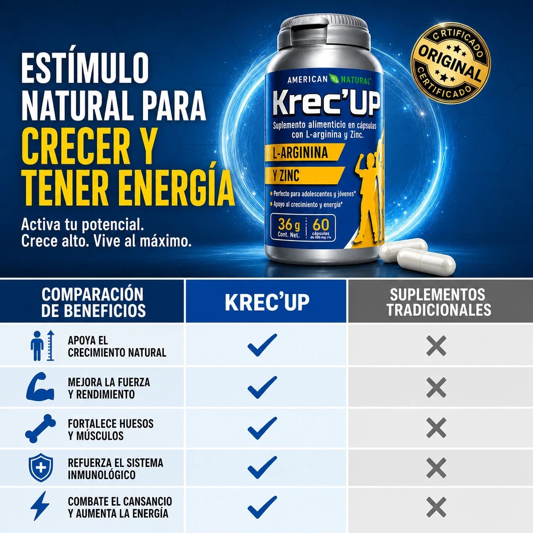 (55% DESCUENTO) HGH Kreceup™ | Apoya tu Crecimiento Natural y Potencia tu Desarrollo Físico
