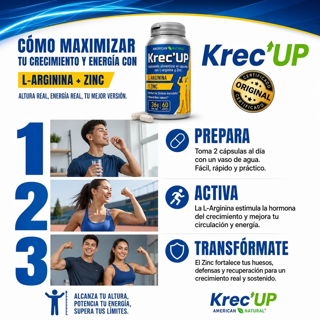 (55% DESCUENTO) HGH Kreceup™ | Apoya tu Crecimiento Natural y Potencia tu Desarrollo Físico